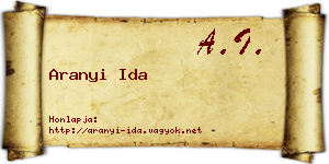 Aranyi Ida névjegykártya